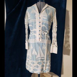 Vintage nautical coastal summer beach net dress